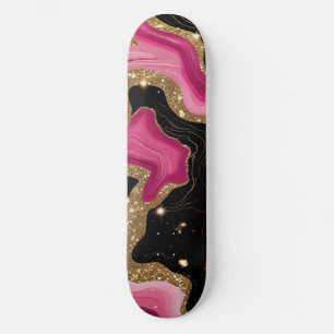 Zwarte en roze gouden agaat persoonlijk skateboard