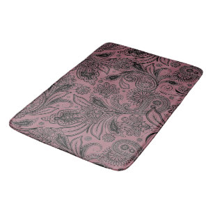 Zwarte en roze gouden paisley badmat