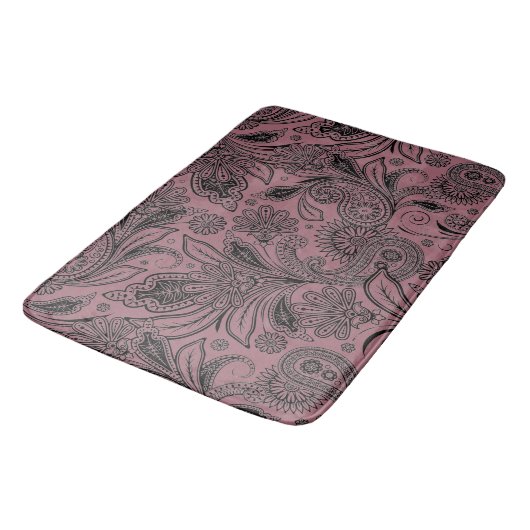 Zwarte en roze gouden paisley badmat (Gekanteld)