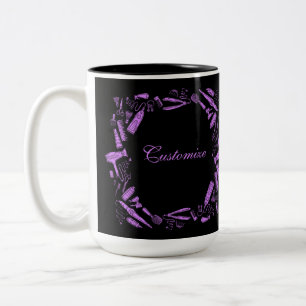 Zwarte en roze haarlijst tweekleurige koffiemok