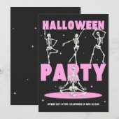 Zwarte en Roze Halloweenfeest Uitnodiging (Voorkant / Achterkant)
