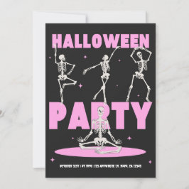 Zwarte en Roze Halloweenfeest Uitnodiging