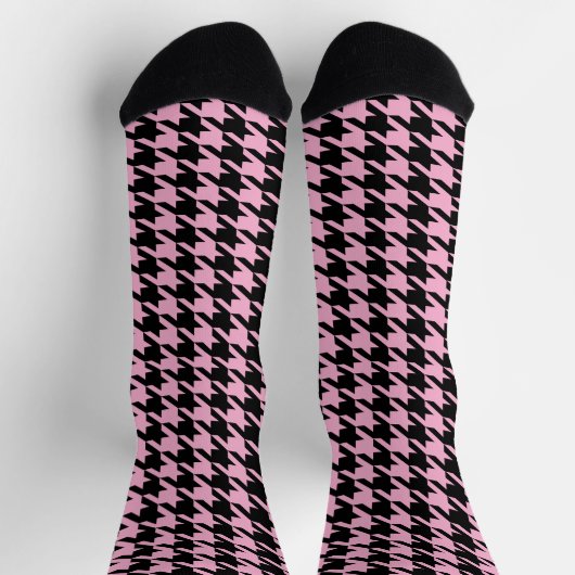 Zwarte en roze Houndstooth patroonpatroon Sokken (Top)