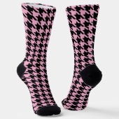 Zwarte en roze Houndstooth patroonpatroon Sokken (Gebogen)
