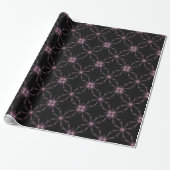 Zwarte en Roze Kaleidoscoop Star Gift Wrapping Cadeaupapier (Uitgerold)