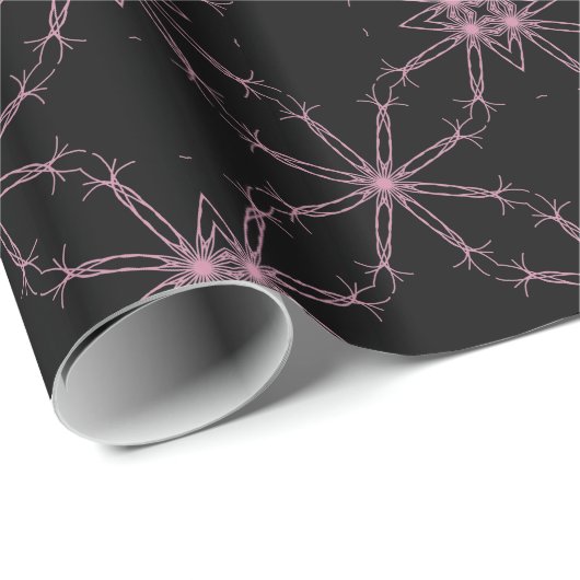Zwarte en Roze Kaleidoscoop Star Gift Wrapping Cadeaupapier (Rol Hoek)