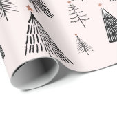 Zwarte en roze kerstboom cadeaupapier (Rol Hoek)