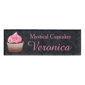 Zwarte en Roze koekjesbakkerijnaam Markering Naambadge (Voorkant)