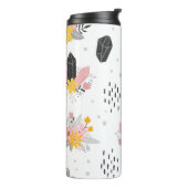 Zwarte en roze kristallen met bloemen en abstract thermosbeker (Gedraaid links)