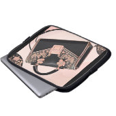 Zwarte en roze kunst laptop sleeve (Voorkant onderkant)