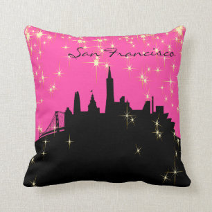Zwarte en Roze Landmark Pillow van San Francisco Kussen