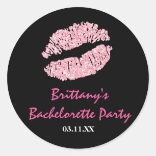 Zwarte en roze lippen kus feest favor sticker