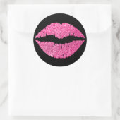 Zwarte en roze lipstick ronde sticker (Tas)