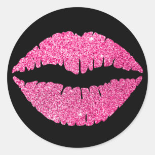 Zwarte en roze lipstick ronde sticker