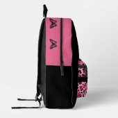 Zwarte en roze luipaard patroon vlinder bedrukte rugzak (Links)