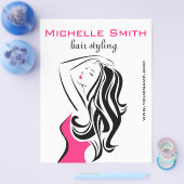 Zwarte en roze mode meisje haarstyling dames flyer (Enkel)