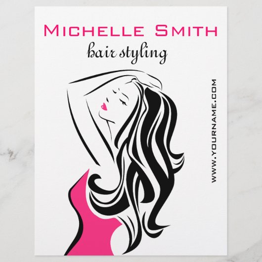 Zwarte en roze mode meisje haarstyling vrouwelijk flyer (Voorkant)