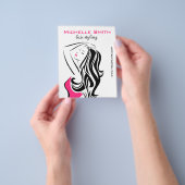Zwarte en roze mode meisje haarstyling vrouwelijk flyer (Hand)