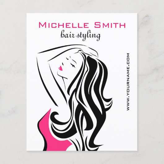 Zwarte en roze mode meisje haarstyling vrouwelijk flyer (Voorkant)