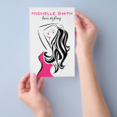 Zwarte en roze mode meisje haarstyling vrouwelijk flyer (Hand)