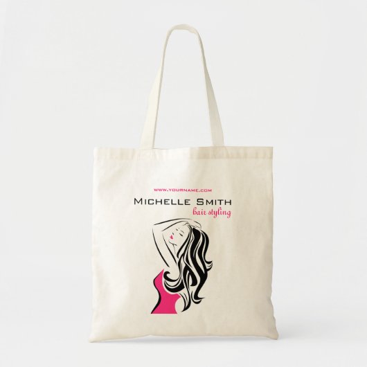 Zwarte en roze mode meisje haarstyling vrouwelijk tote bag (Voorkant)