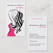 Zwarte en roze mode meisje haarstyling vrouwelijk visitekaartje (Voorkant / Achterkant)