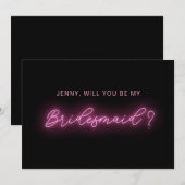 Zwarte en Roze Neon Glow Lichte bruidskaart Kaart (Voorkant / Achterkant)