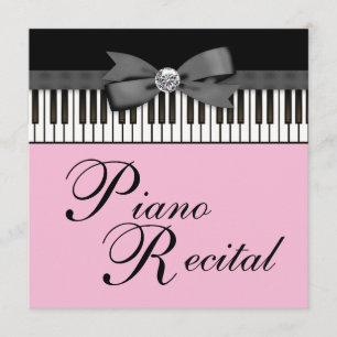 Zwarte en roze pianotoetsen repetitie uitnodiging