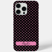 Zwarte en roze poka-punten Case-Mate iPhone case (Achterkant)