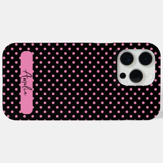 Zwarte en roze poka-punten Case-Mate iPhone case (Achterkant (horizontaal))