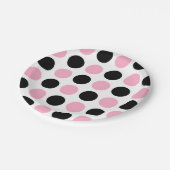 Zwarte en Roze pokadots Papieren Bordje (Gekanteld)