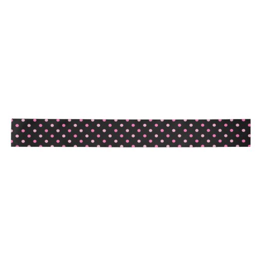 Zwarte en Roze Polka Dot Birthday Satijnen Lint (Voorkant)