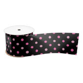 Zwarte en Roze Polka Dot Birthday Satijnen Lint (Spoel)