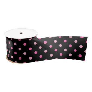 Zwarte en Roze Polka Dot Birthday Satijnen Lint
