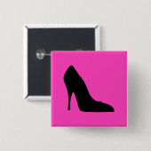 Zwarte en roze pompen vierkante button 5,1 cm (Voorkant /achterkant)