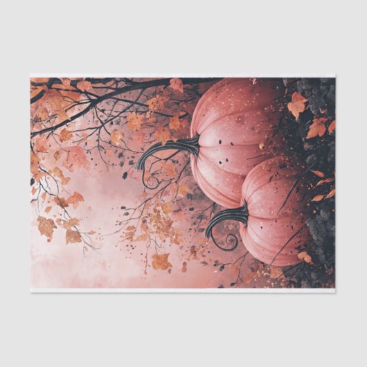 Zwarte en Roze Pompoen Herfst Decoupage Tissuepapier (Voorkant)