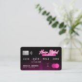 Zwarte en Roze Professionele Haarkapper Kortingskaartje (Staand voorkant)