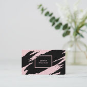 Zwarte en roze romige penseelstreken visitekaartje (Staand voorkant)