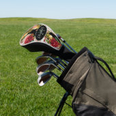Zwarte en Roze Rozen Bloemen Aangepaste Naam Monog Golfheadcover (Insitu)