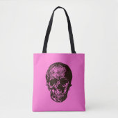 Zwarte en Roze schedel Tote Bag (Voorkant)