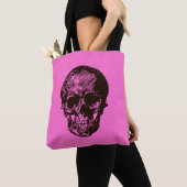 Zwarte en Roze schedel Tote Bag (Dichtbij)