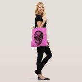 Zwarte en Roze schedel Tote Bag (Op model)