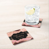 Zwarte en Roze sequins Agate Birthday Kartonnen Onderzetters (Insitu)