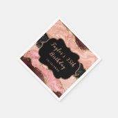 Zwarte en Roze sequins Agate Birthday Servet (Hoek)