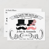  zwarte en roze snor aankondigingskaart (Voorkant / Achterkant)