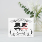  zwarte en roze snor aankondigingskaart (Staand voorkant)