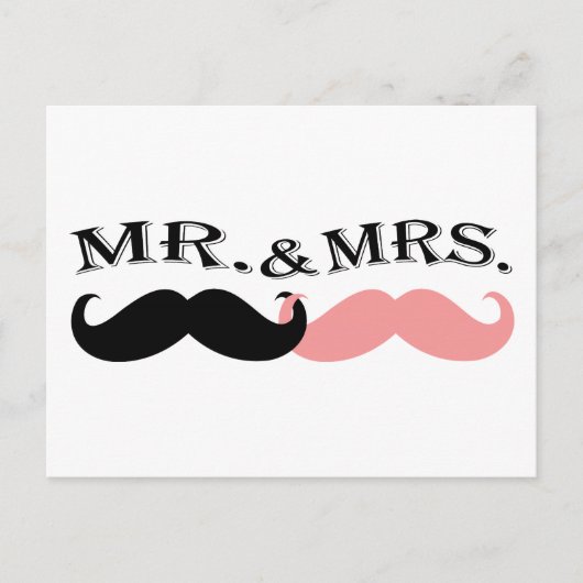 zwarte en roze snor briefkaart (Voorkant)