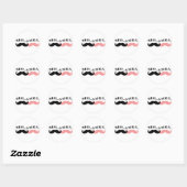 zwarte en roze snor ronde sticker (Vel)