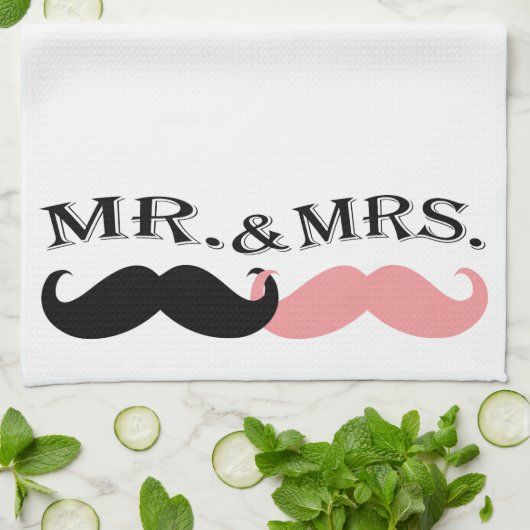 zwarte en roze snor theedoek (Gevouwen)