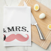 zwarte en roze snor theedoek (Quarter Fold)